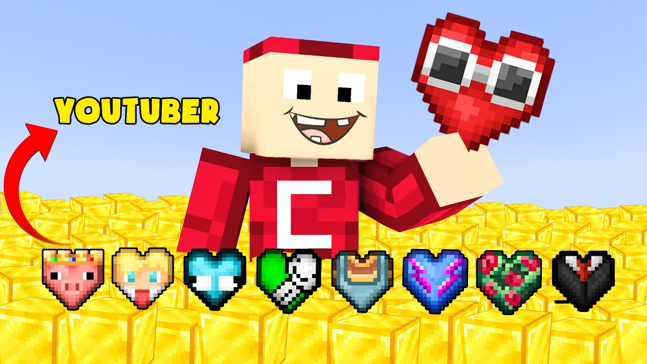 Minecraft Nhưng 9 Trái Tim Youtuber Siêu Khủng - YouTube