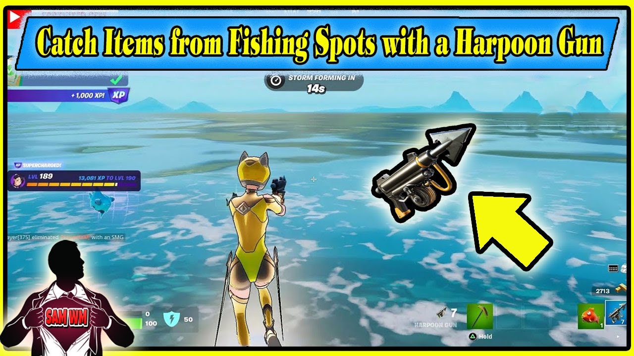 Catch Items from Fishing Spots with a Harpoon Gun / Fortnite Challenges