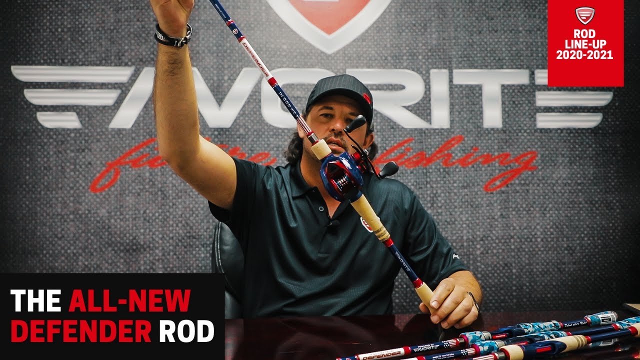 defender fishing pole Casting Combo 7'3" Extra Heavy (Right hand retrieve) Full rod and reel setup from Favorite Fishing with 5 Lunkers TV Defender Casting Rod