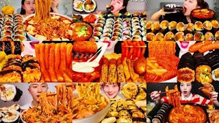 ULTIMATE KOREAN FOOD MUKBANG COMPILATION 💯 DELICIOUS SATISFYING ASMR KIMBAB TTEOKBBOKI NOODLES 