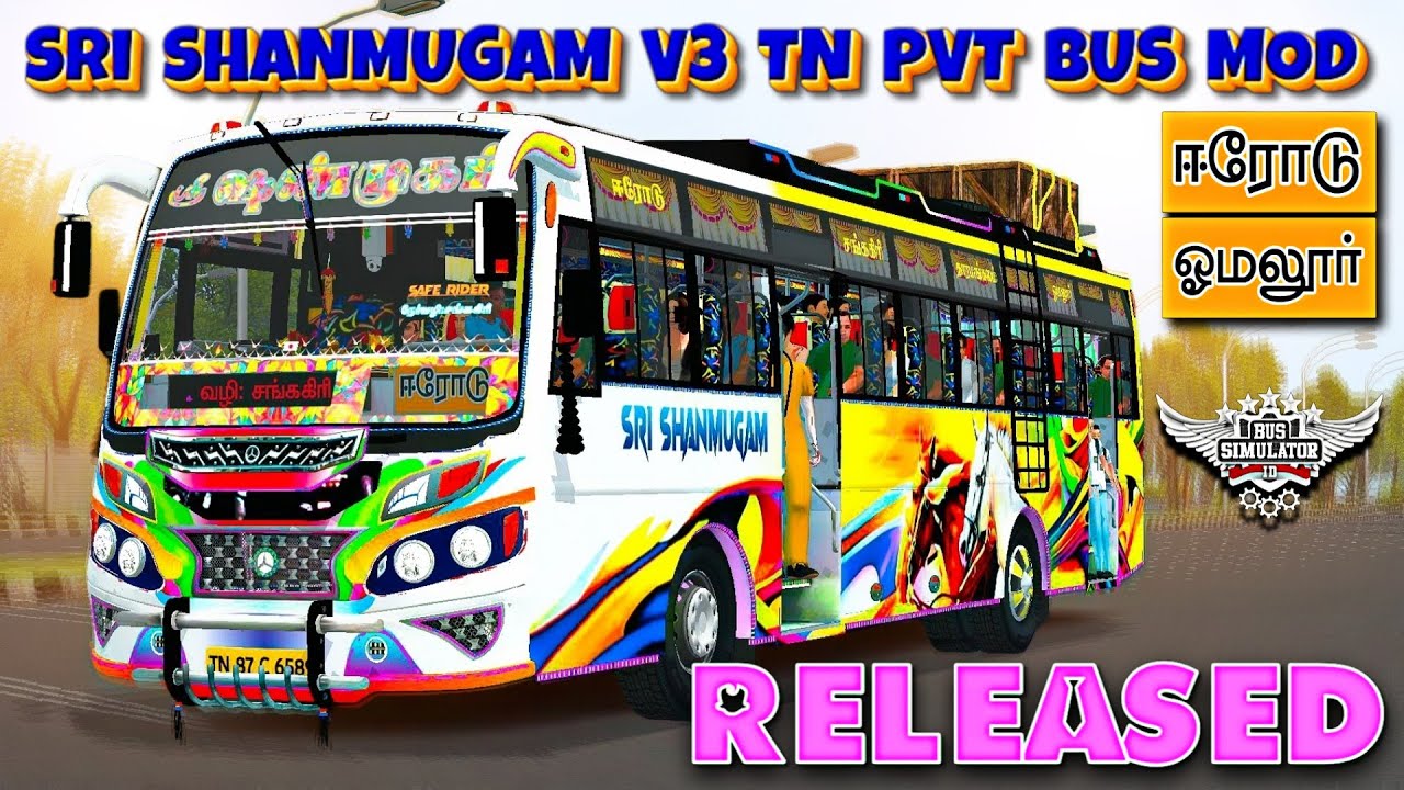 Sri SHANMUGAM V3 Tn Pvt Bus Mod Livery|Выпущено|Скачать|Bussid #rsgamingupdates#bussid#bus#mod#new