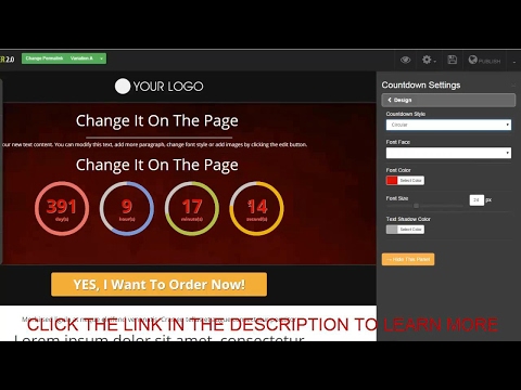 InstaBuilder 2.0 Countdown Timer Settings Overview