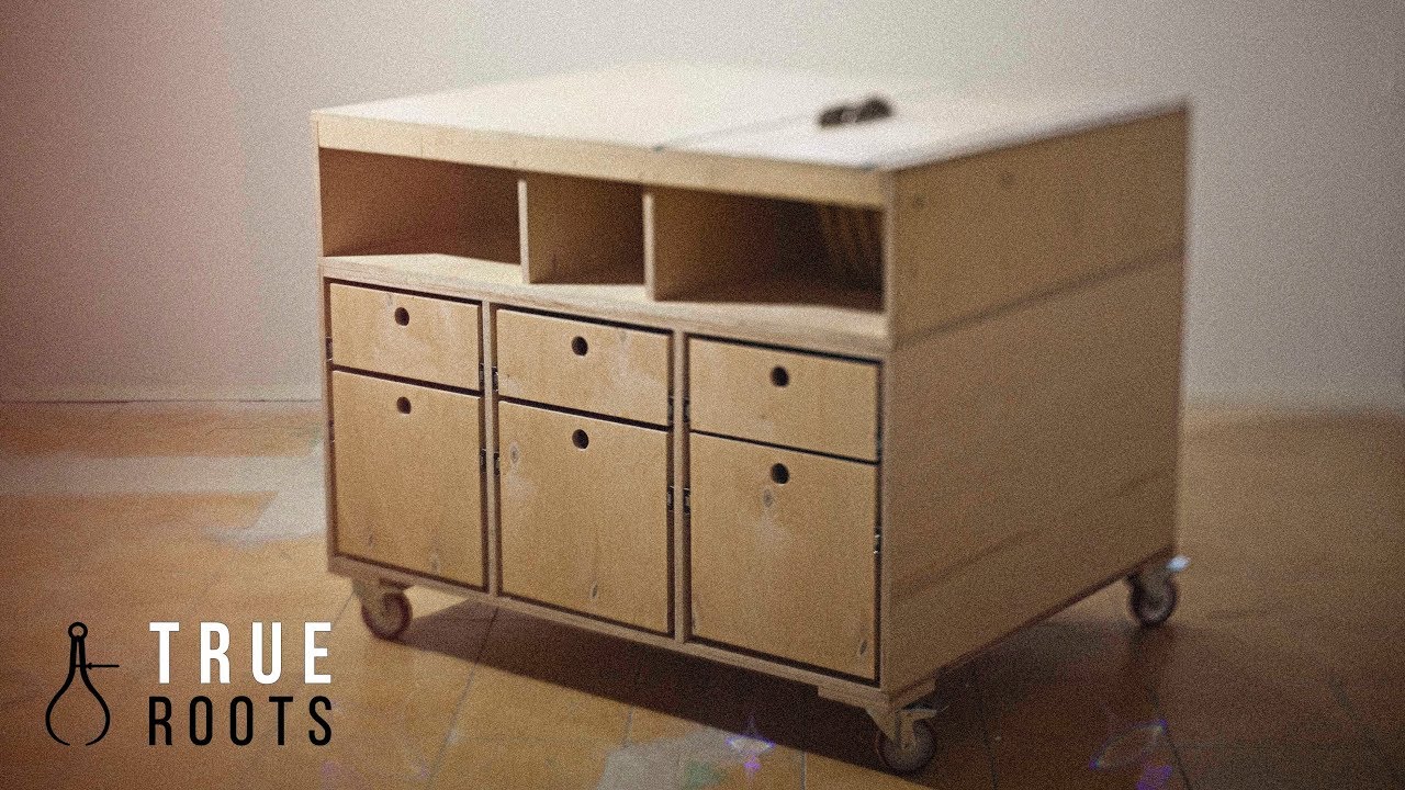 Мобильный циркулярный стол с системой хранения | True Roots Workshop