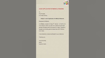 Leave application for medical reasons |  #kidsstudyvideos #english #application #medical #reason