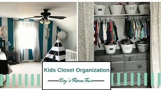 KIDS CLOSET ORGANIZATION | DDOLLAR TREE BINS | ROOM TOUR I