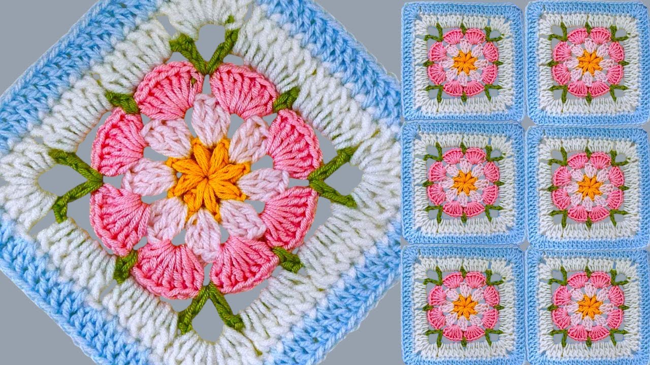 Crochet Flower Tile Design👉Best For Beginner's | Beautiful living Area Carpet | Blanket @sara1111