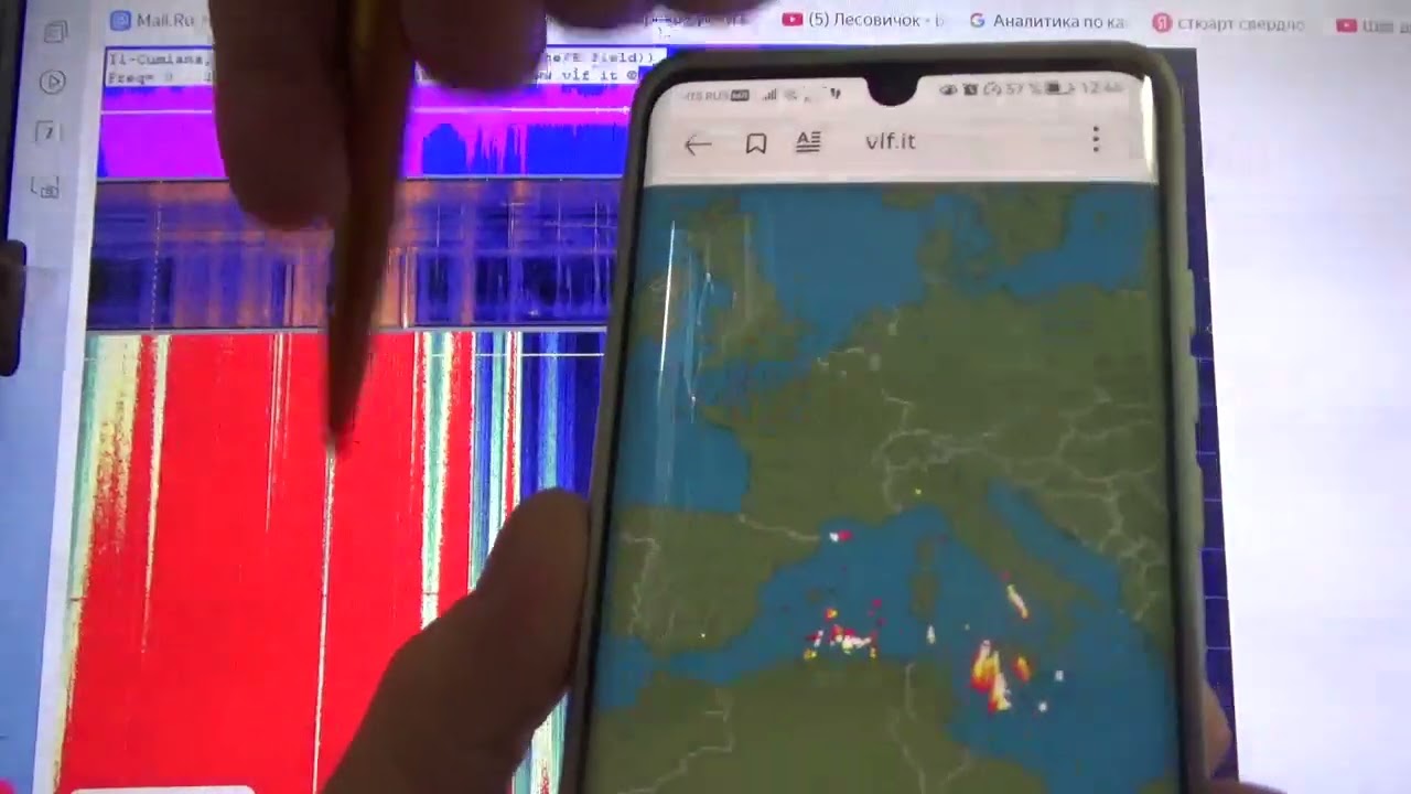 23.12.25 г. Италия мощный сигнал на F более 15000 Гц. Москва возбуждённая магнитосфера, Томск тихо.