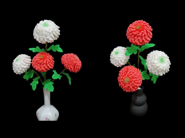 How to crochet Ping Pong/Pom Pom Chrysanthemum flowers - YouTube