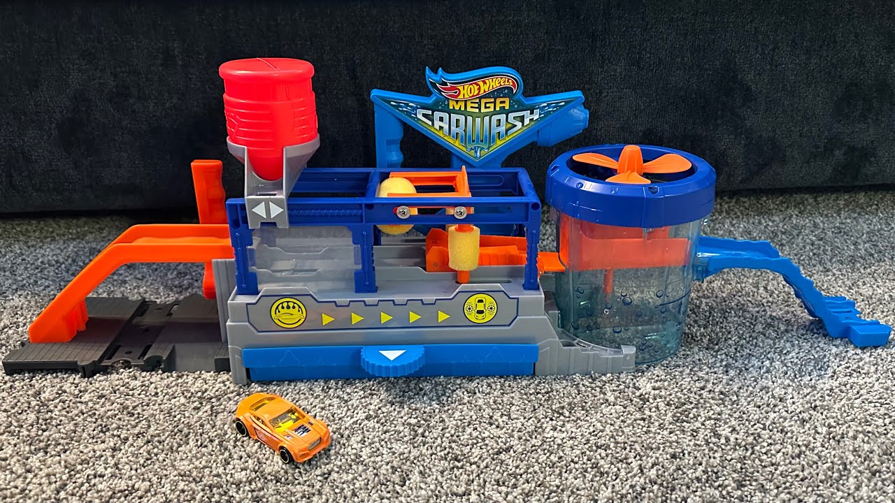 Игровой набор Hot Wheels City Color Shifters Mega Car Wash — распаковка, демонстрация и обзор.