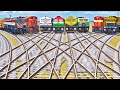Seven Trains Passing on Diamond Railroad Crossing :- BeamNG.Drive -: Train simulator