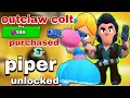 Brawlstars : OUTCLAW COLT purchased &amp; PIPER unlocked gameplay