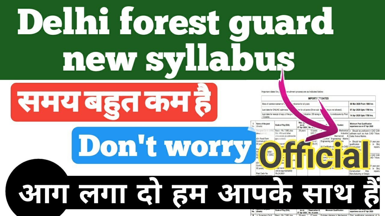 Delhi forest guard new syllabus 2020। Delhi forest guard syllabus। Delhi forest guard exam pattern