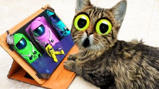 Cat reaction to, Among Us in HD All Best Shorts Videos 3D Animation