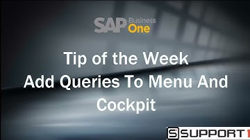 Tip of the Week: Add Queries To Menu And Cockpit