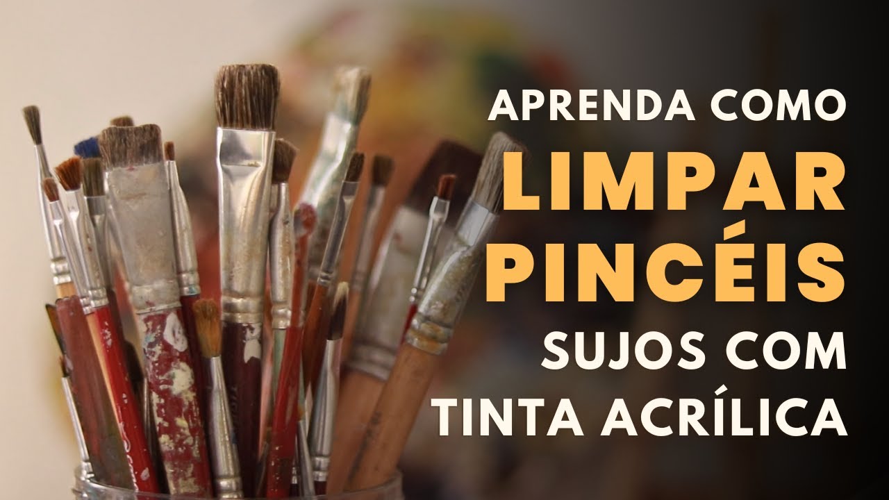 Como limpar pincéis e trinchas sujos de tinta acrílica - Jane Bernardelli