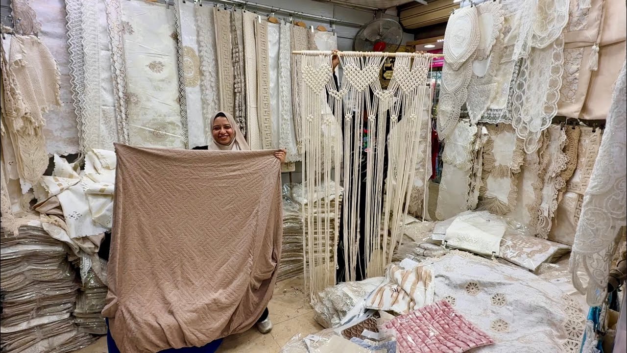 وأخيرا بياضات وكسوة الأنتريه والركنه🌺ستائر المكرميه ومفارش السفره والترابيزات😍