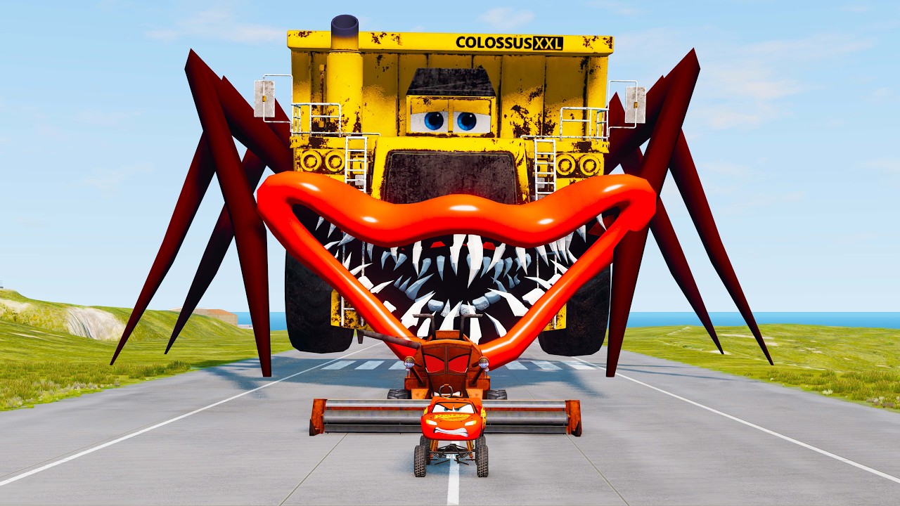 MONSTER TRUCK LIGHTNING MCQUEEN vs GIANT SPIDER! 😱 BATTLE with