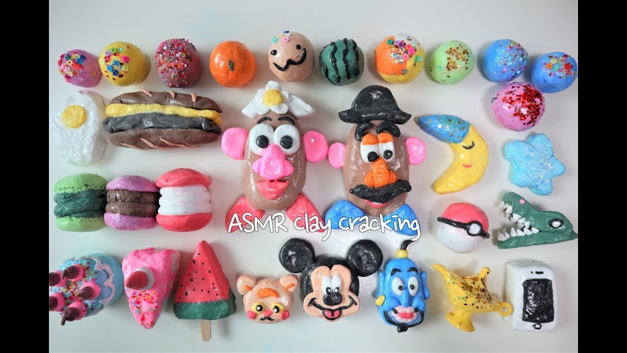 쾌감대박! 점토부수기 ASMR｜clay cracking toy story aladdin disney simba 粘土割れ nứt ...