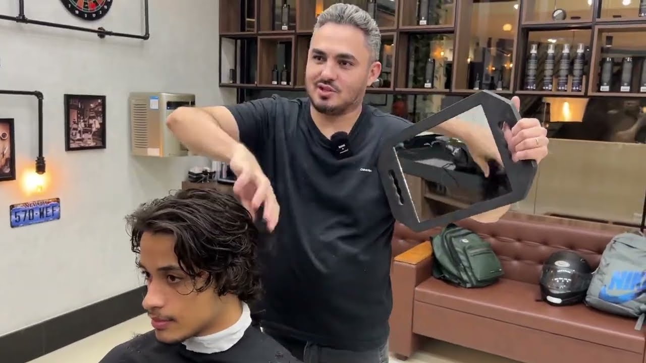 Como fazer corte de cabelo masculino todo na tesoura | cabelo médio | técnica simples e fácil