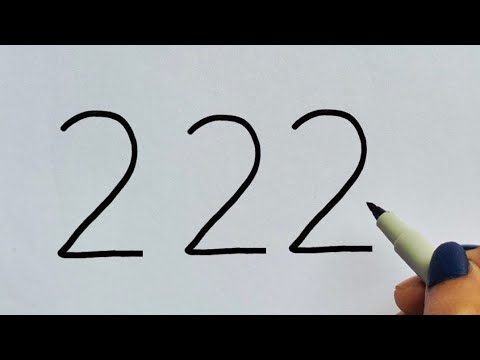 How to draw Beautiful drawing From Number 222 / Easy Love birds drawing ...
