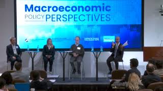 Neel Kashkari moderates policy panel at the Macroeconomic Policy Perspectives conference
Minneapolis Fed President Neel Kashkari moderates a policy panel at the 2024 Macroeconomic Policy Perspectives: Banking, Regulation, and Macroeconomic Outcomes conference, hosted by the Minneapolis Fed, the University of Chicago, and Stanford University. The policy panel includes: Douglas Diamond, Merton H. Miller Distinguished Service Professor of Finance, University of Chicago Booth School of Business; Andrea Eisfeldt, Laurence D. and Lori W. Fink Endowed Chair in Finance and a professor of finance, UCLA Anderson School of Management; and Hyun Song Shin, economic adviser and head of research, Bank for International Settlements. Neel Kashkari moderates policy panel at the Macroeconomic Policy Perspectives conference