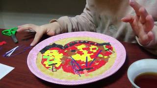 貼り絵　リンゴ3個