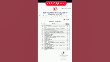 AIBE 20 Syllabus ll AIBE Examination Syllabus 2025