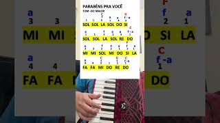 Aprenda Parabéns com notas na tela! Método fácil e diferente no acordeon 🎹🪗 #shorts