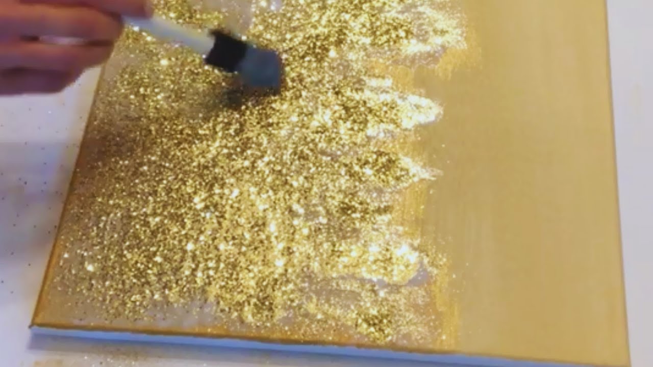 DIY Gold Glitter Wall Art Gold Crushed Glass Bling Wall Art YouTube