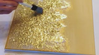 DIY Gold Glitter Wall Art || Gold Crushed Glass || Bling Wall Art