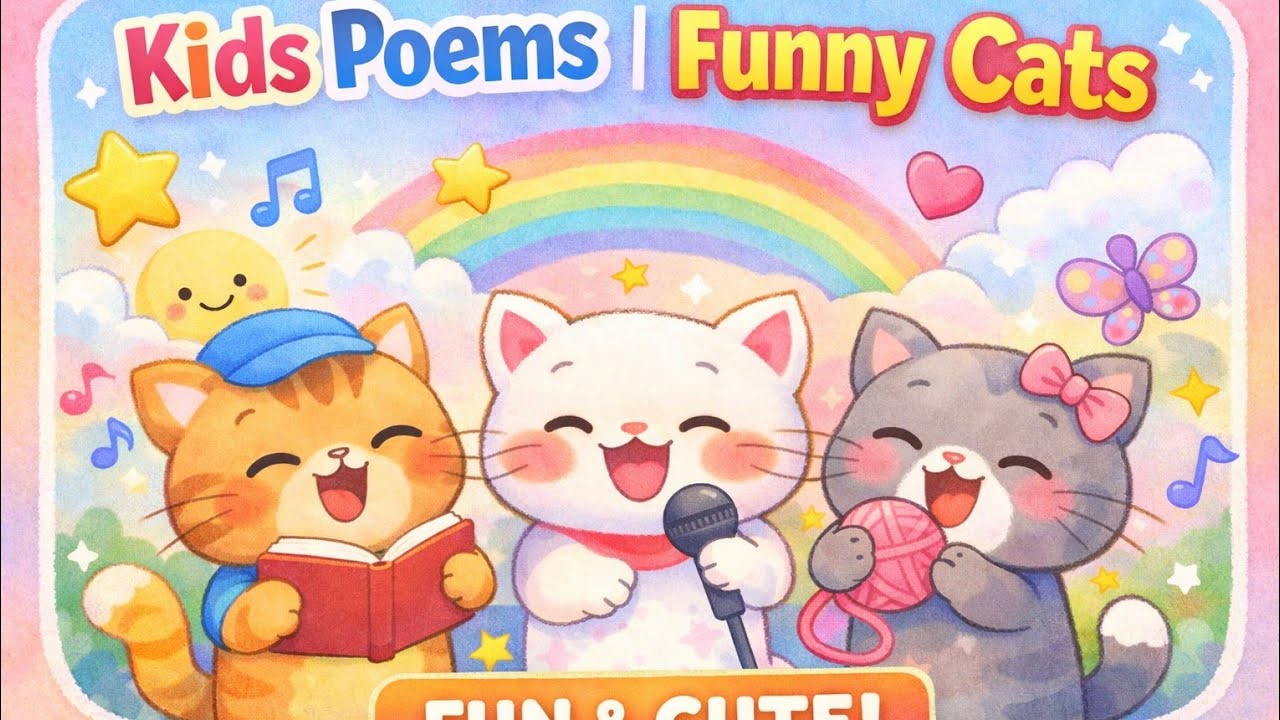 Cute Cats Cartoon for Kids 🐱 | Pastel Art | Kids Poems