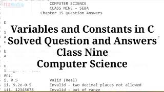 Variables and Constants in C Solved Answers