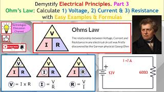 Electrical Principles #3. Ohm’s Law: How to Calculate Voltage, Current & Resistance with Examples