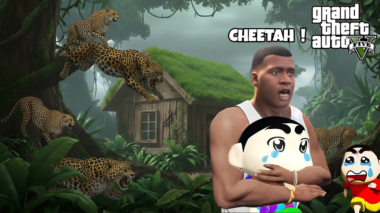 Franklin & Shinchan ATTACKED by 100 CHEETAHS in GTA 5! 😱