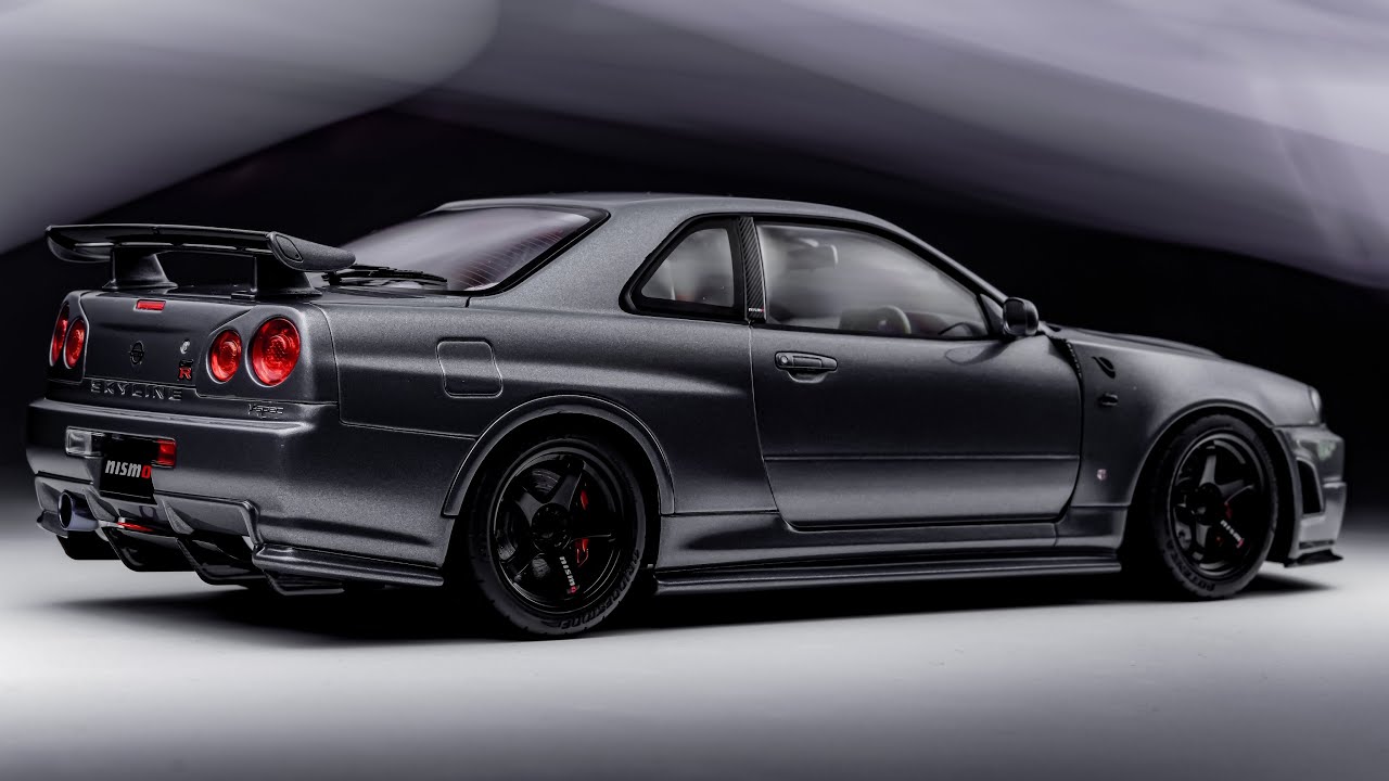 Motorhelix 1/18 Nissan GT-R R34 CRS ver in Gun metallic | Unboxing ASMR ...