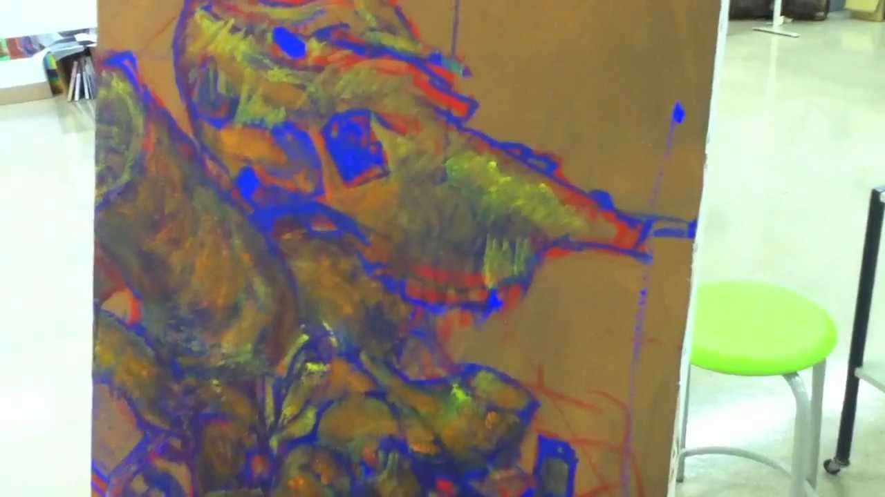 絵画／静物画の描き方（アクリル画）3／4 下描きと下層彩色 - YouTube