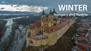 Flying in Winter over Hungary and Austria (4K)