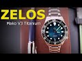Zelos Mako 3 - Full Titanium - Extra Hard Coating - Affordable Well Made Titanium Dive Watch Mako V3