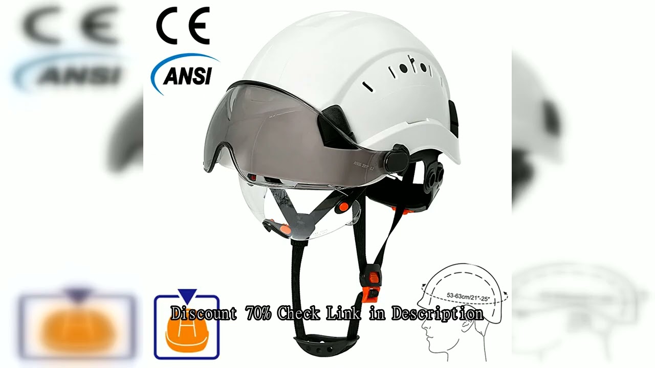 CE Construction Safety Helmet With Visor Built In Goggles For Engineer ABS Hard Hat ANSI Industrial