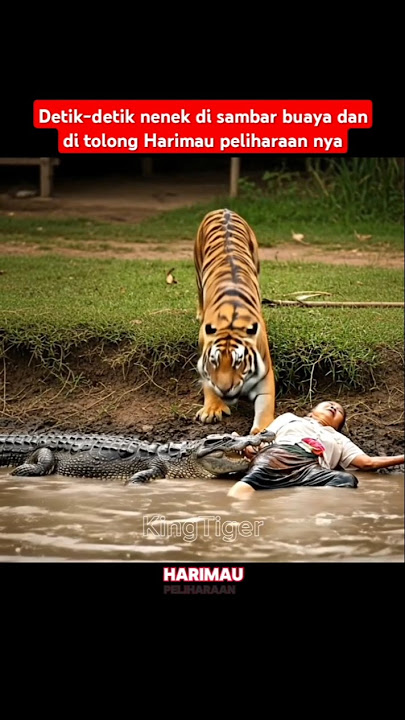 detik-detik nenek di terkam buaya dan di selamatkan harimau #tiger #harimau #macan #harimausumatra