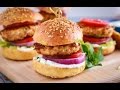 برجر الدجاج بالخضروات مع خبز البرجر البيتى مطبخ اسيا