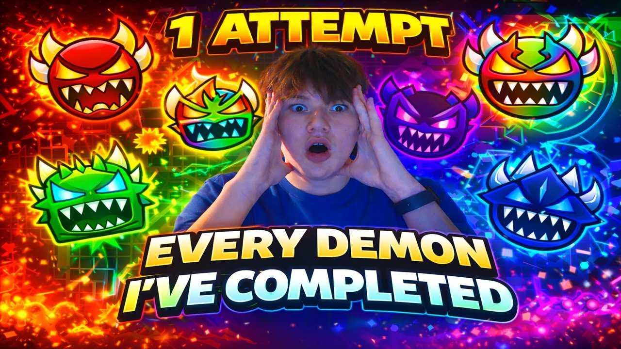 1 ATTEMPT ON EVERY DEMON I'VE COMPLETED - GEOMETRY DASH 2.207 - YouTube