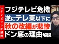 フジテレビ視聴率が悲惨【テレビ東京以下に】どん底の理由