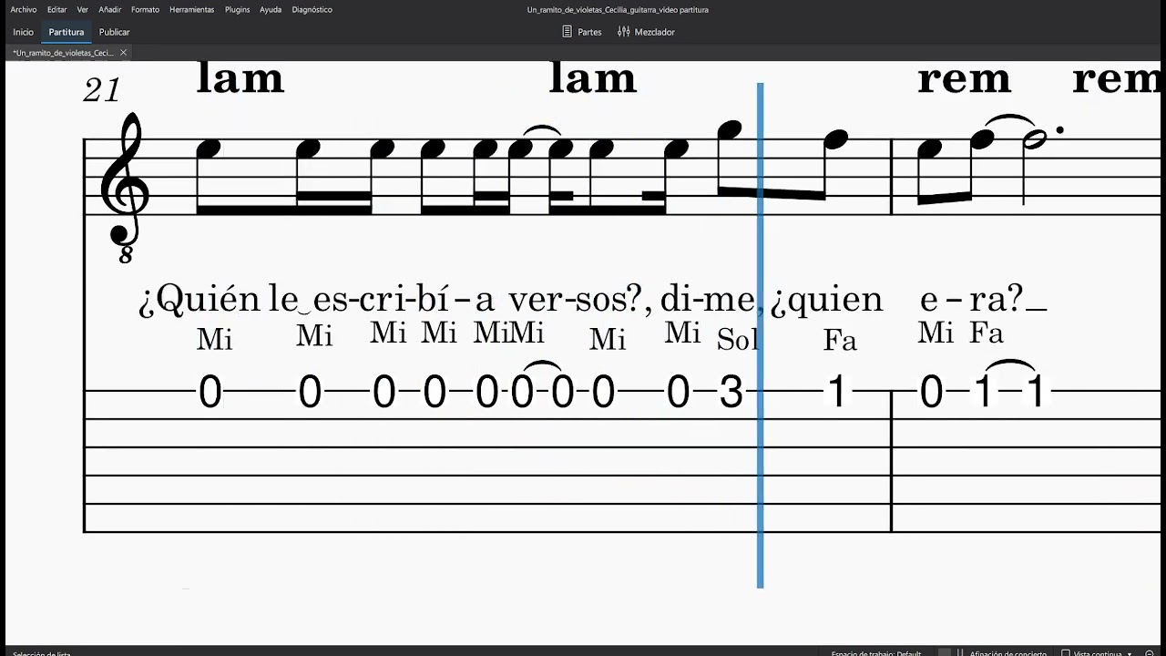 Un ramito de violetas, Cecilia (video partitura)