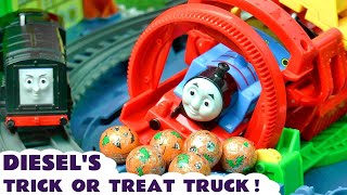 diesel has a trick or treat truck for the other toy trains