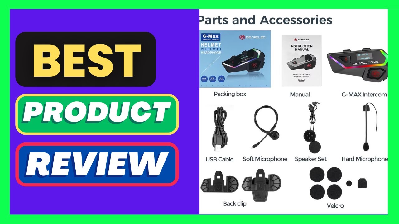 GEARELEC Motorcycle Helmet Intercom Headset 6 Riders 2KM Interphone