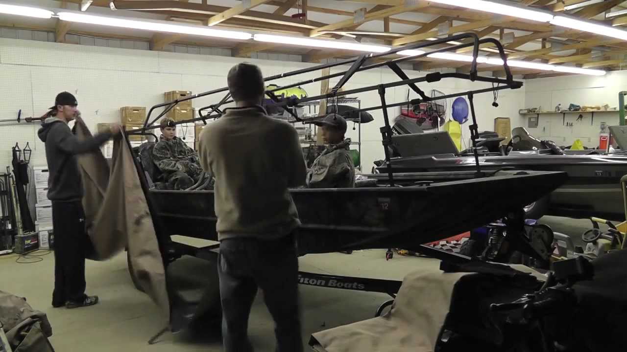 Triton duck boat with 23 hp Mud Buddy - YouTube