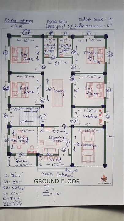1800 sq ft Indian House Plan 🏠 | 4 BHK House Plan | Building Costing