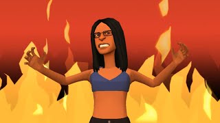🔥 (Plotagon) Mindy Gets Mad by Standing by the Fire with Black Jeans on 