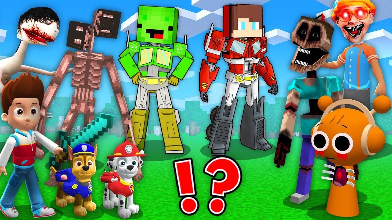 Maizen and Mikey: Transformers vs. Scary Monsters in Minecraft